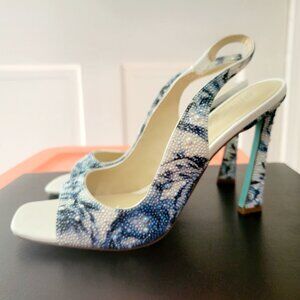 Betsey Johnson Mina Blue Floral sandal heel